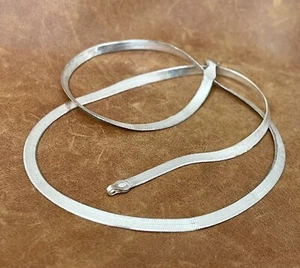 Beautiful Italy 925 Sterling Silver 3.3mm Herringbone Chain Necklace 18” Inches - Picture 1 of 6