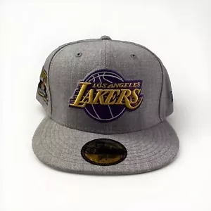 New Era Lakers Hoop Team Collection Gray Fitted Hat Size 7 3/4 Sewn Logo New - Picture 1 of 4