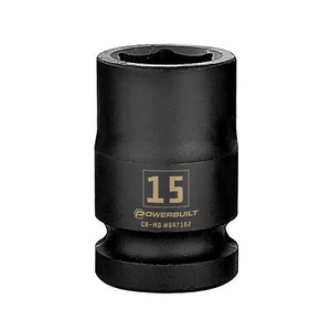 Powerbuilt 1/2 Inch Drive x 15 MM 6 Point Impact Socket - 647162 - Picture 1 of 5