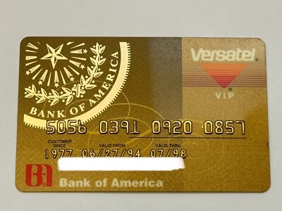 Tarjeta de garantía de cheques VIP de Bank of America Versatel▪️1998 Exp▪️Sin firmar Foto 1 de 2