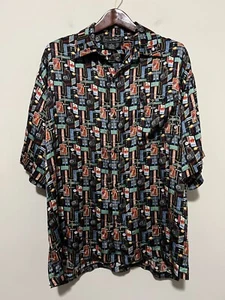 🎬 Nicole Miller Shirt Mens XL Silk Button Up NEW YORK THEATER 🎭 Vintage 1988 - Picture 1 of 7