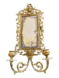 Applique  Mural  En Bronze Napoléon III, XIX Miroir  Bougeoire 40/16 cm - Imagen 1 de 7