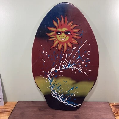 Vintage Wood Skimboard Boogie Body Surf Board Sun Waves Beach Sand - Image 1 of 4