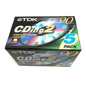 TDK CDing2 90 Minuten leere Audiokassetten Kassetten 5er-Pack High Bias neu & versiegelt - Bild 1 von 2