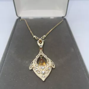 Collana Vintage Nolan Miller Ciondolo Oro Smalto Ambra Strass Glamour Col. - Foto 1 di 6