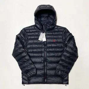 100% AUTHENTIC POLO RALPH LAUREN SIZE S SMALL HOODED MENS PUFFER JACKET BLACK - Picture 1 of 12