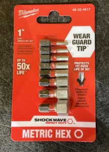 Milwaukee Werkzeug 48-32-4617 Shockwave 1" metrisch Sechskant Schlag-Bit-Set 8-teilig - Bild 1 von 6