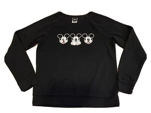 Disney Mickey Mouse Character Cartoons Faces Black Sweatshirt Kids XL - Picture 1 of 4