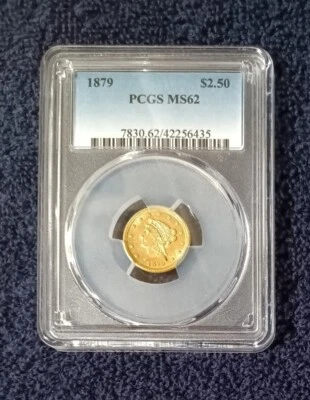 1879 年 Liberty Head $2 1/2 黄金 25 美分鹰,PCGS MS-62,特别! — 第 1/4 张图片