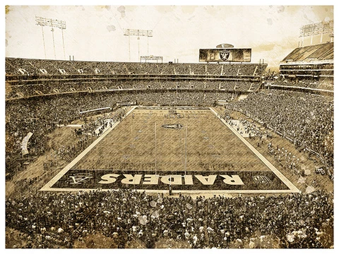 Oakland Raiders Poster Print Sketch Wall Art Man Cave Decor 12x16" Cover