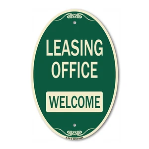 Designer Series Oval - Leasing Office Welcome Green & Tan Heavy-Gauge Aluminum - Picture 1 of 4