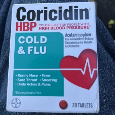 Coricidin HBP Cold & Flu (20 Tablets) ~EXP: 09/25 - Image 1 of 2