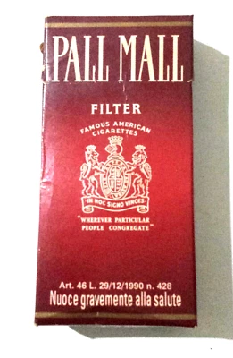 Pacchetto Vuoto Di Sigarette Pall Mall Rosse Da 10 Sigarette Vecchio Tipo - Immagine 1 di 4