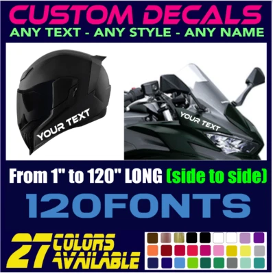 Custom Made Decal Sticker Vinyl For Car, Motorcycle, Truck, Helmet ANY TEXT (10 - Image 1 of 4