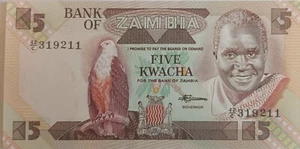 Zambia: Billete sin circular P#25 1 x 5 Kwacha 1988 - Imagen 1 de 2
