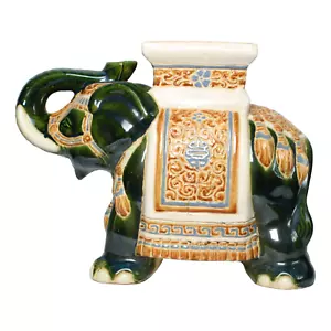Unique Hand-Painted Ceramic XXL Elephant Plant Stand - Hollywood Regency Style - Picture 1 of 9