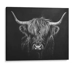 Majestic Highland Bull Canvas Wall Art Print, Animal Home Decor - Picture 1 of 9