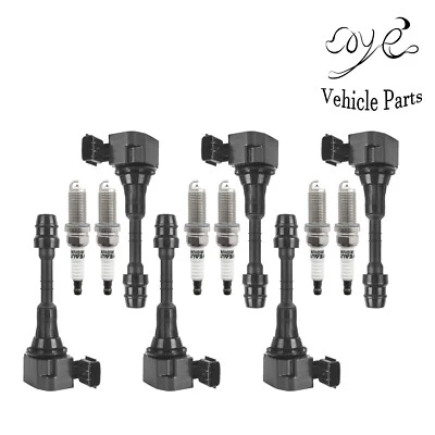 6X Ignition Coil & Spark Plug For Nissan Pathfinder 3.5L 4.0L UF349 33400-82Z10 - Imagem 1 de 4