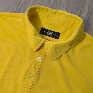 Loud Mouth Golf Polo Shirt Mens XL Bright Yellow Short Sleeve Pattern Floral - Picture 1 of 5