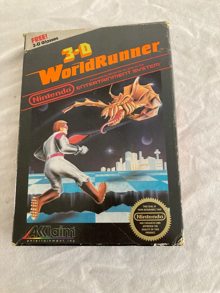 1987 Nintendo NES 3-D World Runner Video Game Cartridge, Box, Manual & glasses - Image 1 of 4