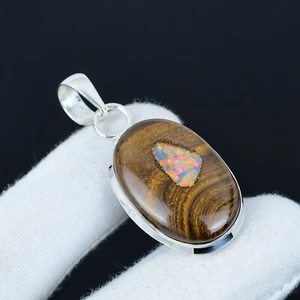 Pendentif En Argent Sterling 925 En Opale De Boulder Fait Main Cadeaux - Imagen 1 de 4