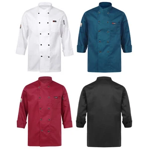 Unisex Mens Half Sleeve Chef Jacket Coat Restaurant Kitchen Cooking Uniform Tops - Picture 1 of 52