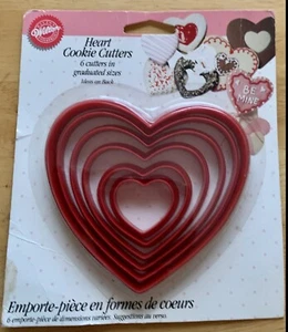 Wilton Heart Cookie Cutters 6 en tailles graduées emballage original vintage - Photo 1/2