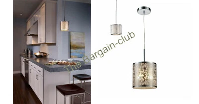 Colgante cilindro vidrio texturizado mini acero inoxidable pulido Westmore Lighting Foto 1 de 4