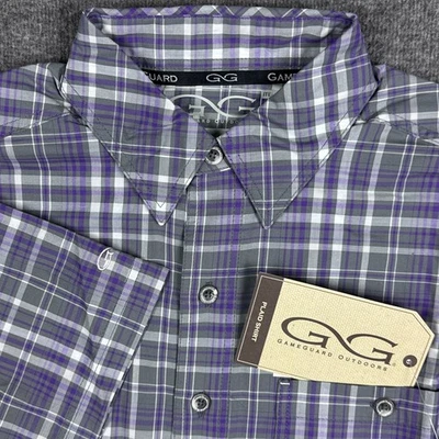 NEW Gameguard Shirt Mens Medium Plaid Short Sleeve Button Microfiber Vented NWT - Image 1 of 4