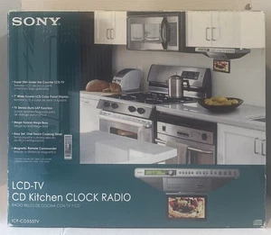 NEW Sony ICF-CD555TV Under Cabinet LCD TV CD Player Kitchen Clock Weather Radio - Picture 1 of 5