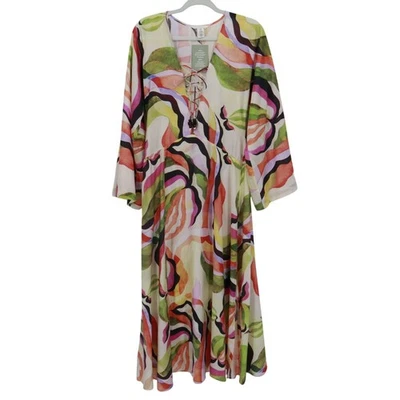 H&M Kaftan Dress Women XS Multi Boho Hippie Resort Ethereal Eclectic Artsy NWT - Image 1 of 4