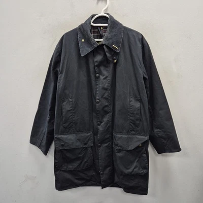 Barbour Vintage A205 Border Wax Waterproof Country Jacket Coat Navy Size C 38 - Image 1 of 4
