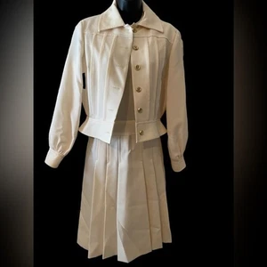 Vintage Howard Wolf 70’s 2 piece sleeveless dress & jacket EUC off white size 10 - Picture 1 of 16