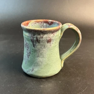 Vtg 8oz Studio Art Pottery Green Stoneware Coffee Tea Handmade Mug Artist Signed - Picture 1 of 9