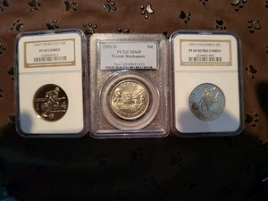 1981D Mt Rushmore PCGS MS69, 1992S Columbus NGC PR69, 1994P World Cup PR69 50C - Picture 1 of 8