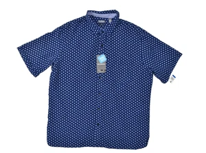 Van Heusen Men's Blue Geometric Never Tuck Slim Fit Button Shirt Size XL NWT - Picture 1 of 8