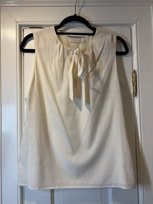 Tory Burch Women's Ivory Silk Tie-Neck Sleeveless Blouse Top Size S EUC - Image 1 of 4