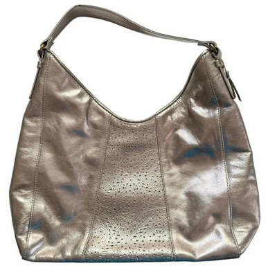 Rolfs Vintage Y2K Boho Coastal Metallic Silver Genuine Leather Shoulder Bag  Foto 1 de 4