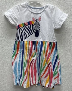 Girls Zebra Rainbow dress 4T Shirt Sleeves School Party New NO Tags - Picture 1 of 3