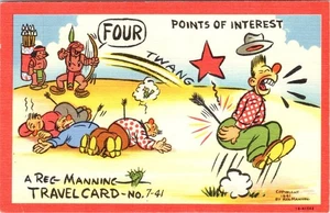 Humor/Comic REG MANNING TRAVELCARD NO 7-41 Indians Shooting Arrows 1941 Postcard - Picture 1 of 2