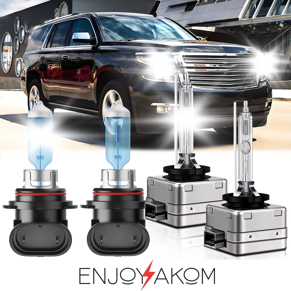 Kit de faros halógenos delanteros HID para Chevy Tahoe 2015-2020 bombilla de haz alto bajo Foto 1 de 4