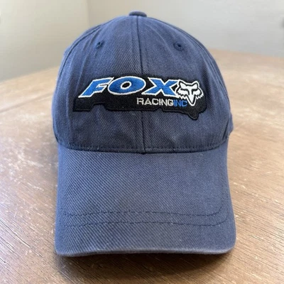 Sombrero FlexFit Vintage Y2K Fox Racing Spellout Logo Pequeño Azul Motocross Carreras Años 90 Foto 1 de 4