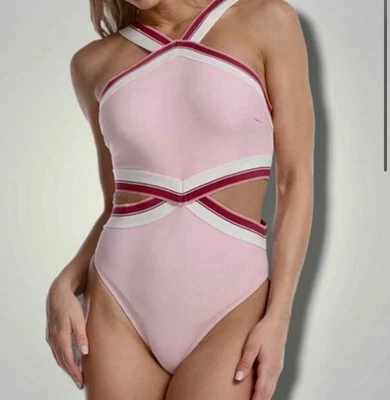 Juicy Couture Women's Pink One Piece Swimsuit Pink With Cutouts Large - Image 1 of 4