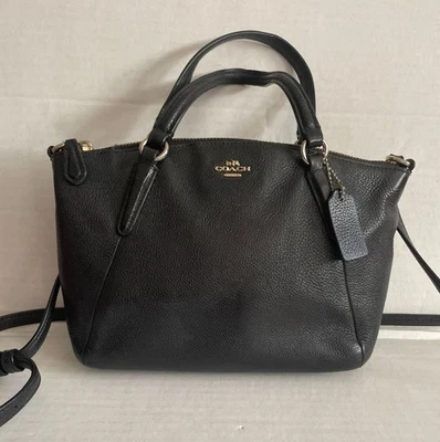 Coach Kelsey Mini Crossbody Satchel Bag F57563 Black Genuine Leather Purse - Image 1 of 4