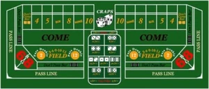 Copritavolo Craps in feltro serigrafato con tazza dadi in legno e due dadi acrilici - Foto 1 di 4