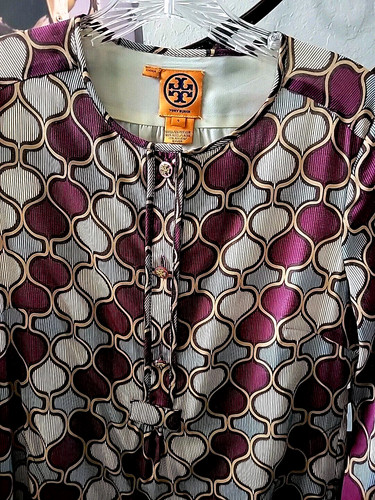 Abito Camicia Tory Burch S 4 Maniche Lunghe Tasche Lana Nylon Donna