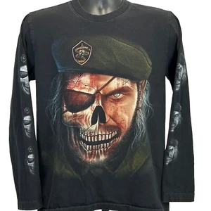 Vintage 90s Hell Warrior T-Shirt Herren M Medium Schwarz Skull Guerilla Rock Eagle - Bild 1 von 7