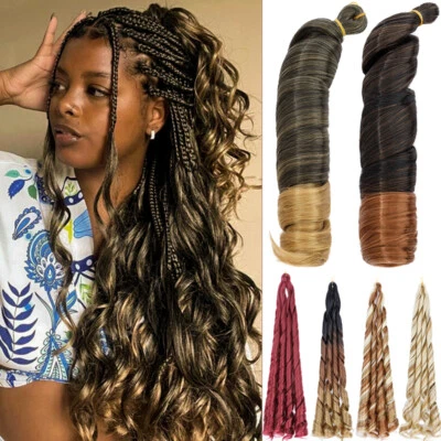 60cm FRENCH CURLS Flechten Braids Extensions Lockig Haarverlängerung OMBRE Braun - Bild 1 von 4