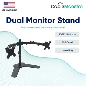Dual Screen Monitor Desk Stand Bracket Adjustable Mount Tilt Swivel 17 21 24 27 - Picture 1 of 5