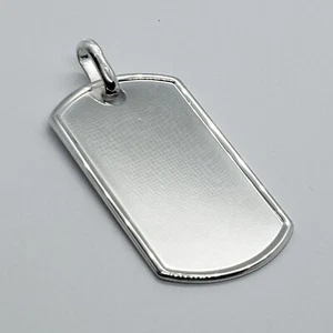 2 inch full size Sterling Silver Raised Border Dog Tag Pendant for Men Polished - Picture 1 of 15